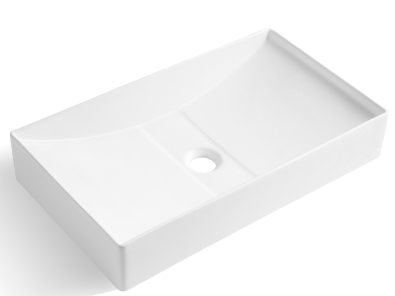 Matt white art wash basin with tap hole